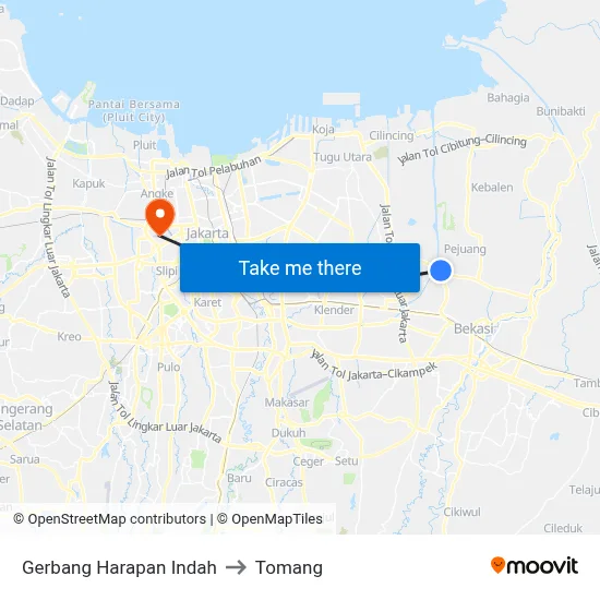 Gerbang Harapan Indah to Tomang map