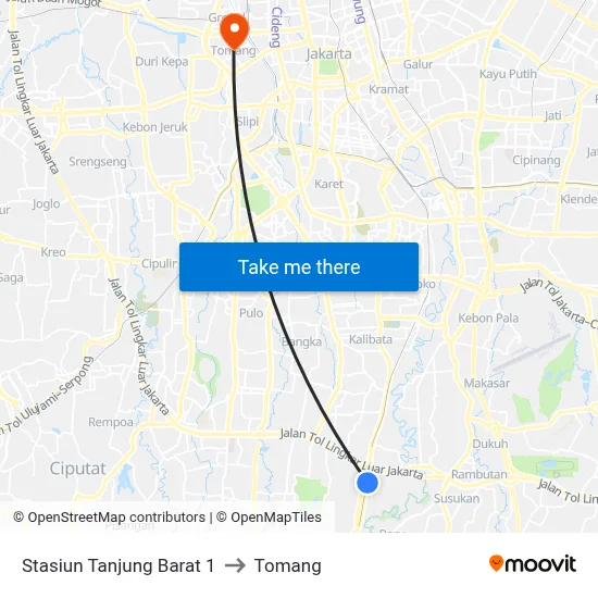 Stasiun Tanjung Barat 1 to Tomang map