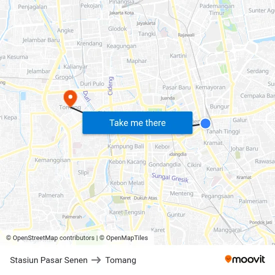 Stasiun Pasar Senen to Tomang map