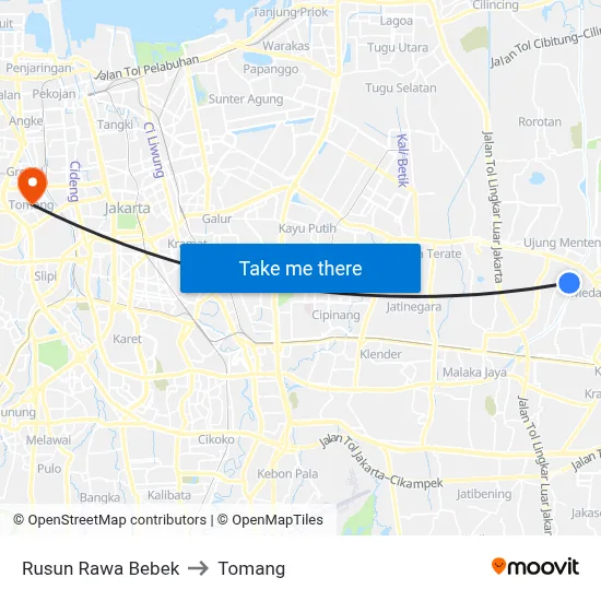 Rusun Rawa Bebek to Tomang map