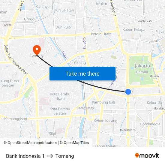 Bank Indonesia 1 to Tomang map