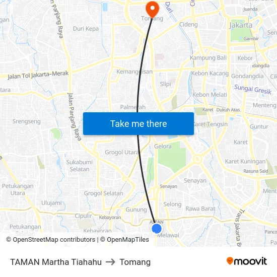 TAMAN Martha Tiahahu to Tomang map