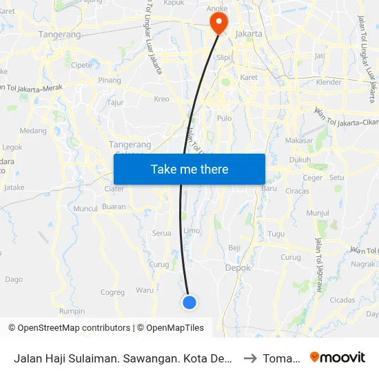 Jalan Haji Sulaiman. Sawangan. Kota Depok to Tomang map