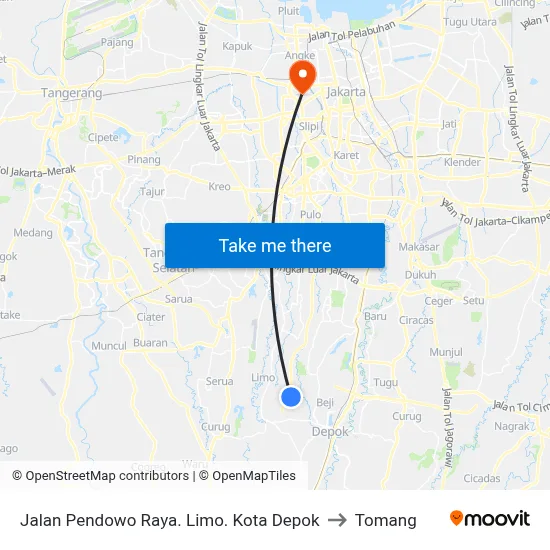 Jalan Pendowo Raya. Limo. Kota Depok to Tomang map
