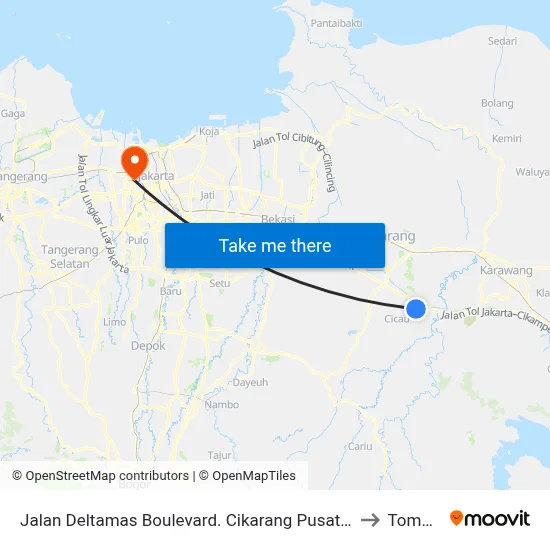 Jalan Deltamas Boulevard. Cikarang Pusat. Bekasi to Tomang map