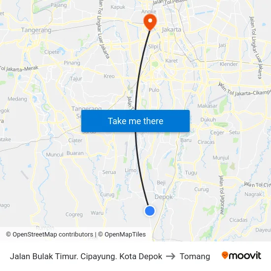 Jalan Bulak Timur. Cipayung. Kota Depok to Tomang map