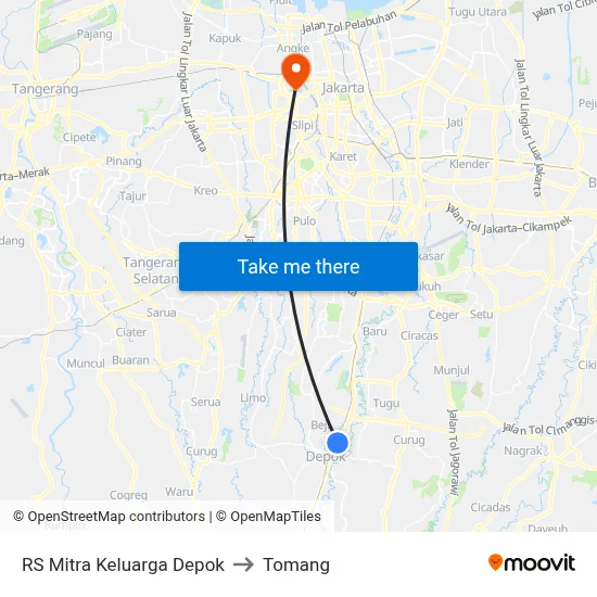 RS Mitra Keluarga Depok to Tomang map