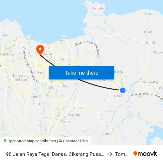 98 Jalan Raya Tegal Danas. Cikarang Pusat. Bekasi to Tomang map