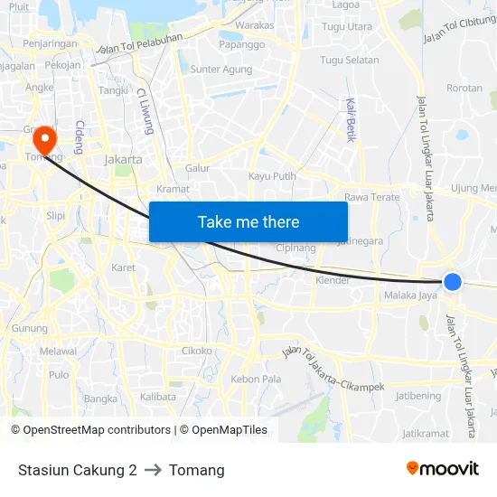 Stasiun Cakung 2 to Tomang map