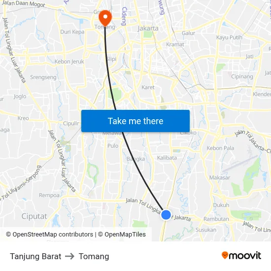 Tanjung Barat to Tomang map