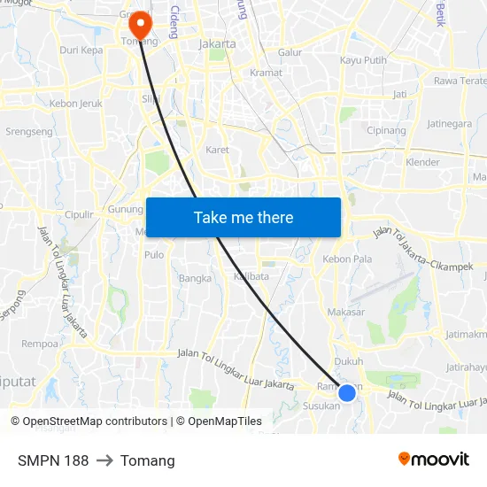 SMPN 188 to Tomang map