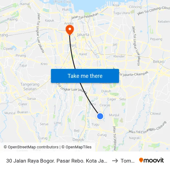 30 Jalan Raya Bogor. Pasar Rebo. Kota Jakarta Timur to Tomang map