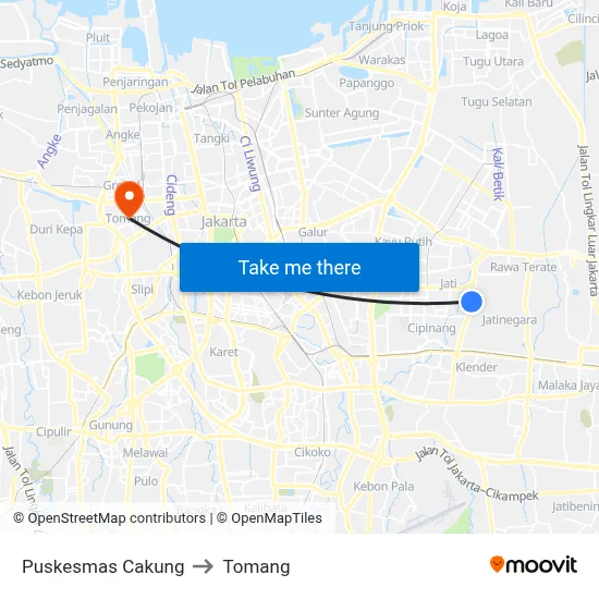 Puskesmas Cakung to Tomang map