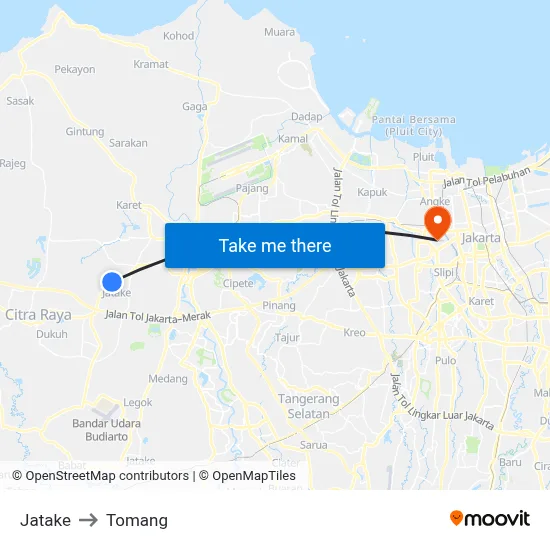 Jatake to Tomang map