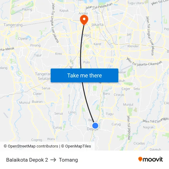 Balaikota Depok 2 to Tomang map