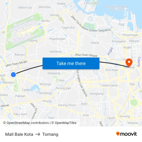Mall Bale Kota to Tomang map