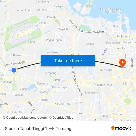 Stasiun Tanah Tinggi 1 to Tomang map