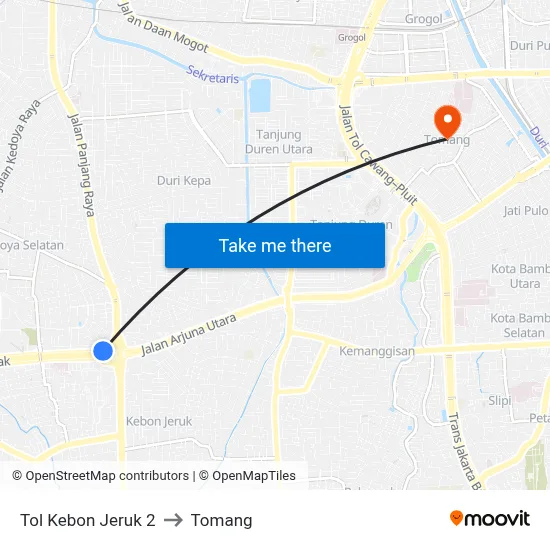 Tol Kebon Jeruk 2 to Tomang map