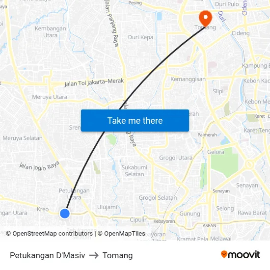 Petukangan D'Masiv to Tomang map