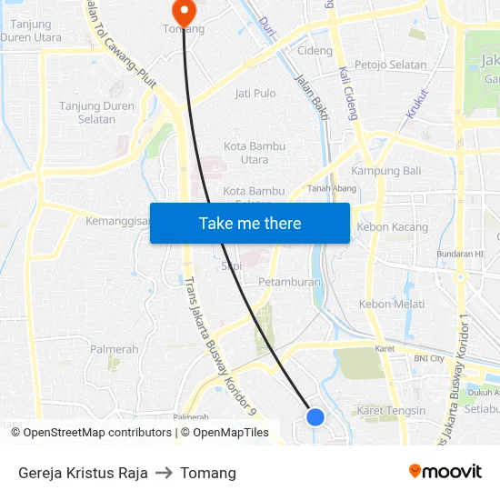 Gereja Kristus Raja to Tomang map