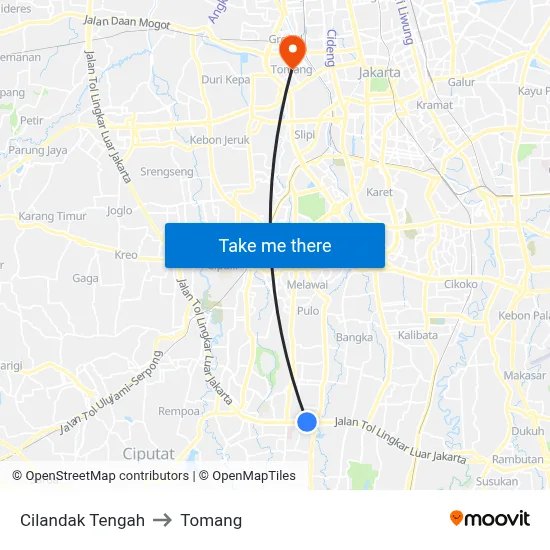 Cilandak Tengah to Tomang map