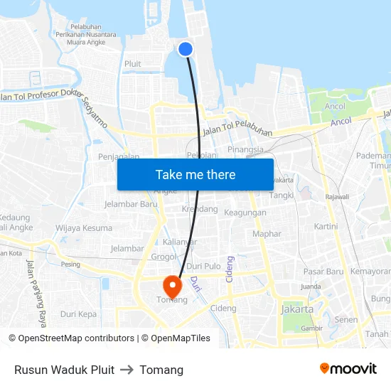 Rusun Waduk Pluit to Tomang map