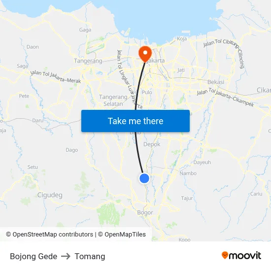 Bojong Gede to Tomang map