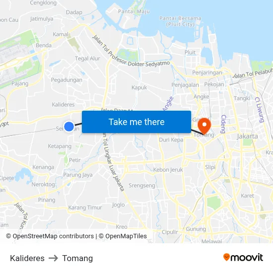 Kalideres to Tomang map