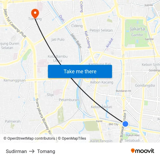 Sudirman to Tomang map