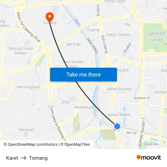 Karet to Tomang map