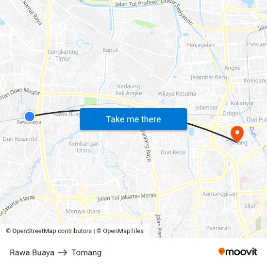 Rawa Buaya to Tomang map