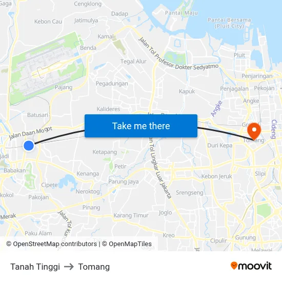 Tanah Tinggi to Tomang map