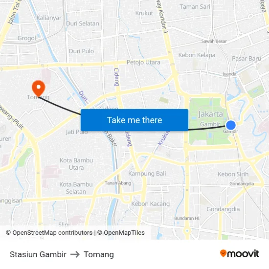 Stasiun Gambir to Tomang map
