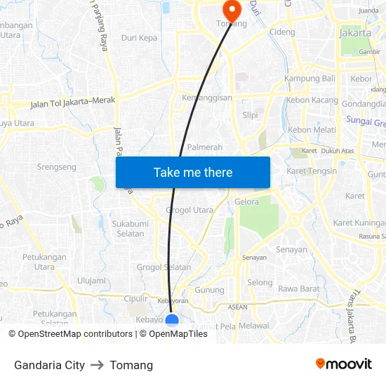 Gandaria City to Tomang map