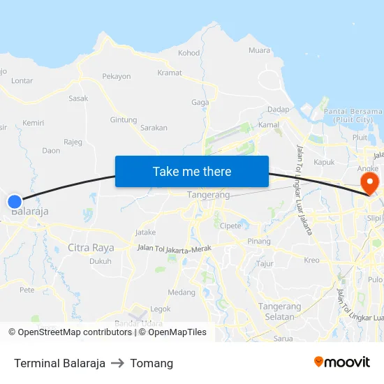 Terminal Balaraja to Tomang map