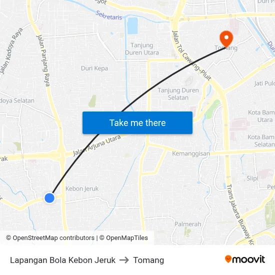 Lapangan Bola Kebon Jeruk to Tomang map