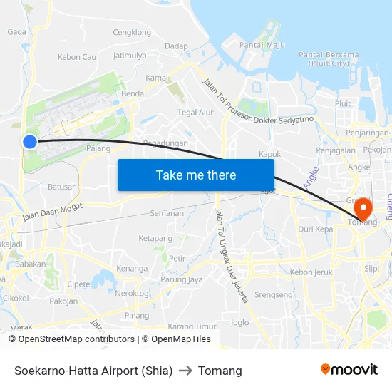 Soekarno-Hatta Airport (Shia) to Tomang map