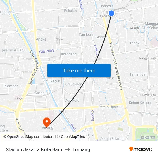 Stasiun Jakarta Kota Baru to Tomang map