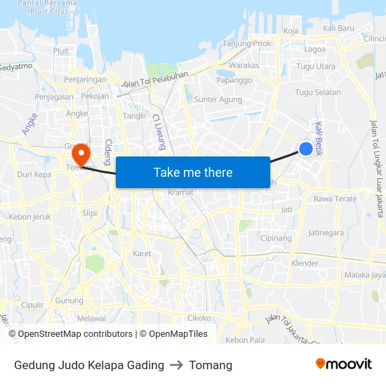 Gedung Judo Kelapa Gading to Tomang map