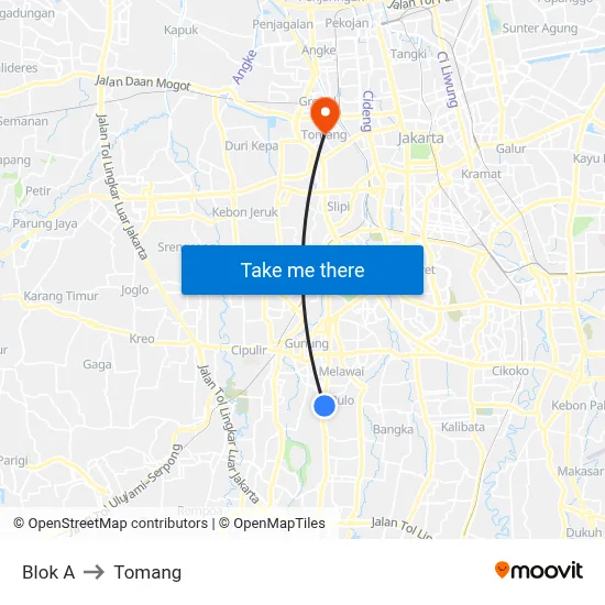 Blok A to Tomang map