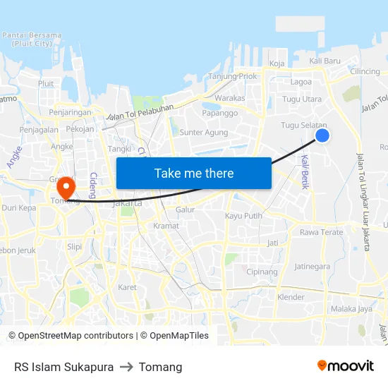 RS Islam Sukapura to Tomang map