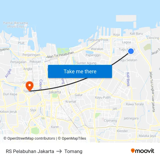 RS Pelabuhan Jakarta to Tomang map