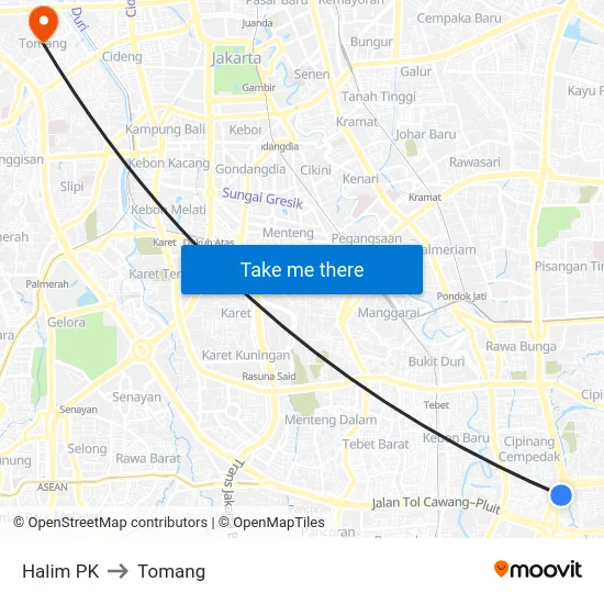 Halim PK to Tomang map
