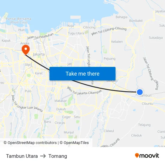 Tambun Utara to Tomang map
