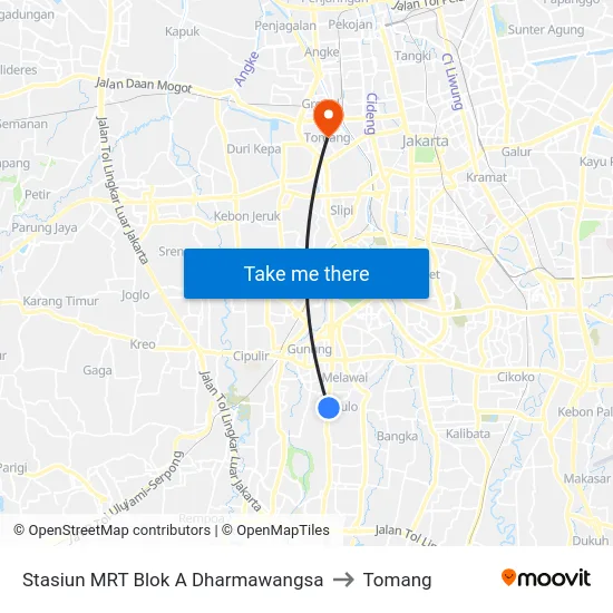 Stasiun MRT Blok A Dharmawangsa to Tomang map