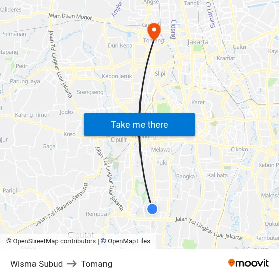 Wisma Subud to Tomang map