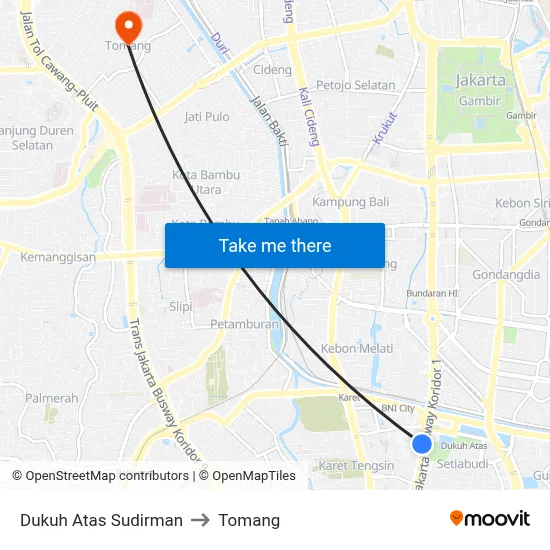 Dukuh Atas Sudirman to Tomang map