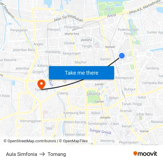 Aula Simfonia to Tomang map