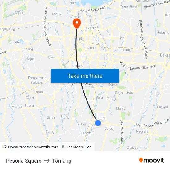 Pesona Square to Tomang map