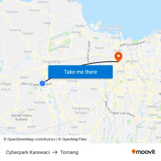 Cyberpark Karawaci to Tomang map
